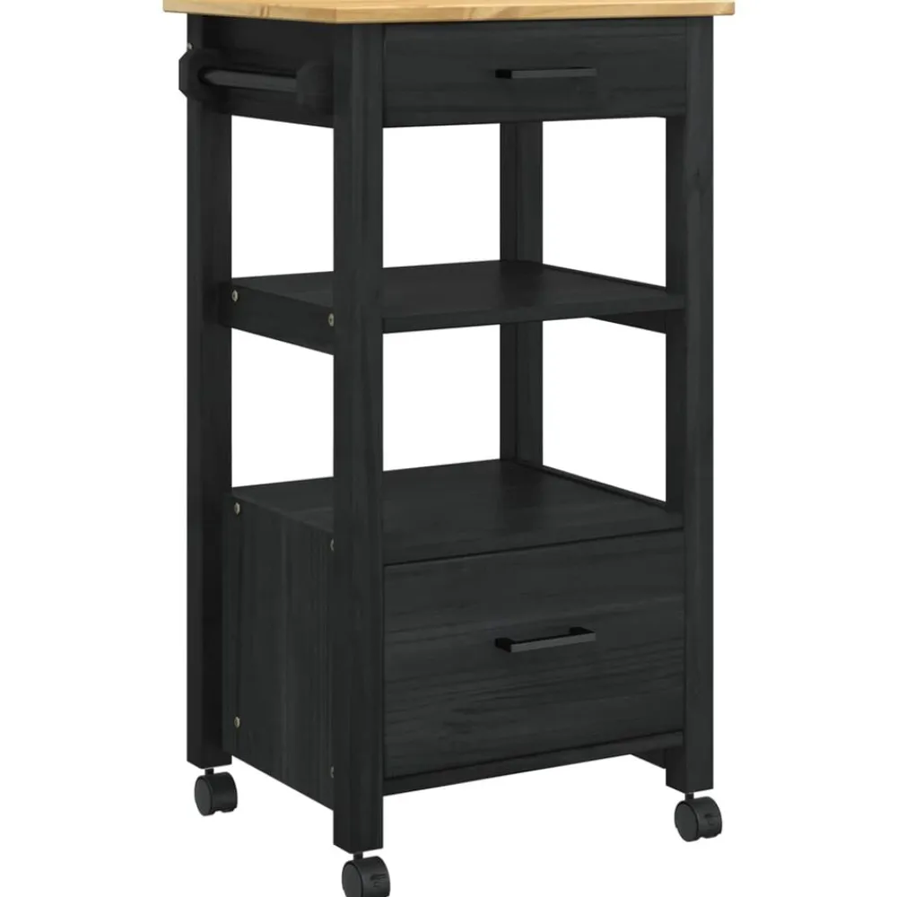 vidaXL Carro de Cocina MONZA 48 x 40 x 88,5 cm Negro