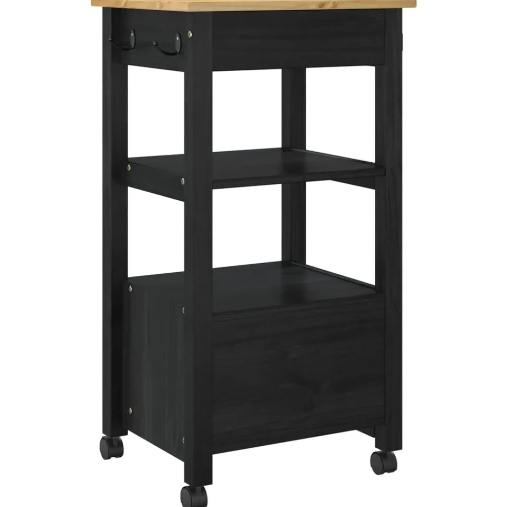 vidaXL Carro de Cocina MONZA 48 x 40 x 88,5 cm Negro
