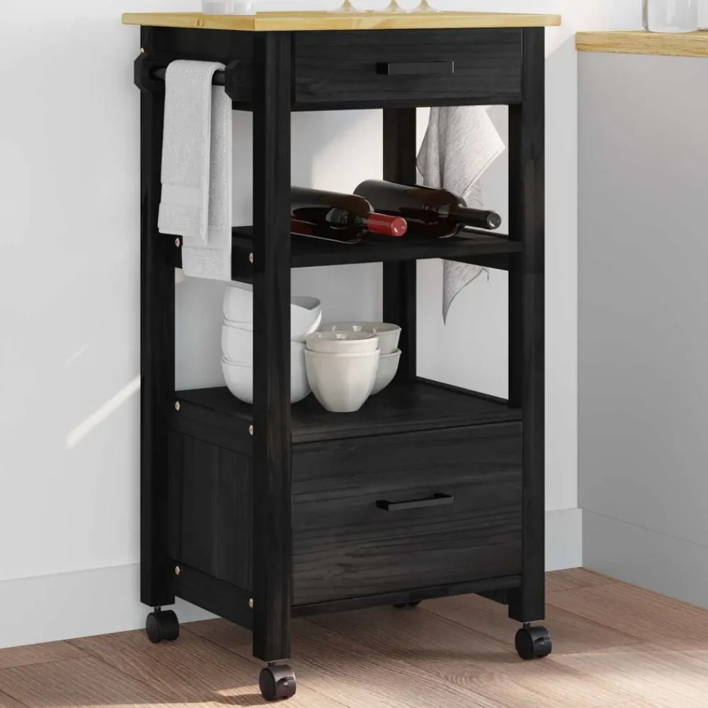 vidaXL Carro de Cocina MONZA 48 x 40 x 88,5 cm Negro Online