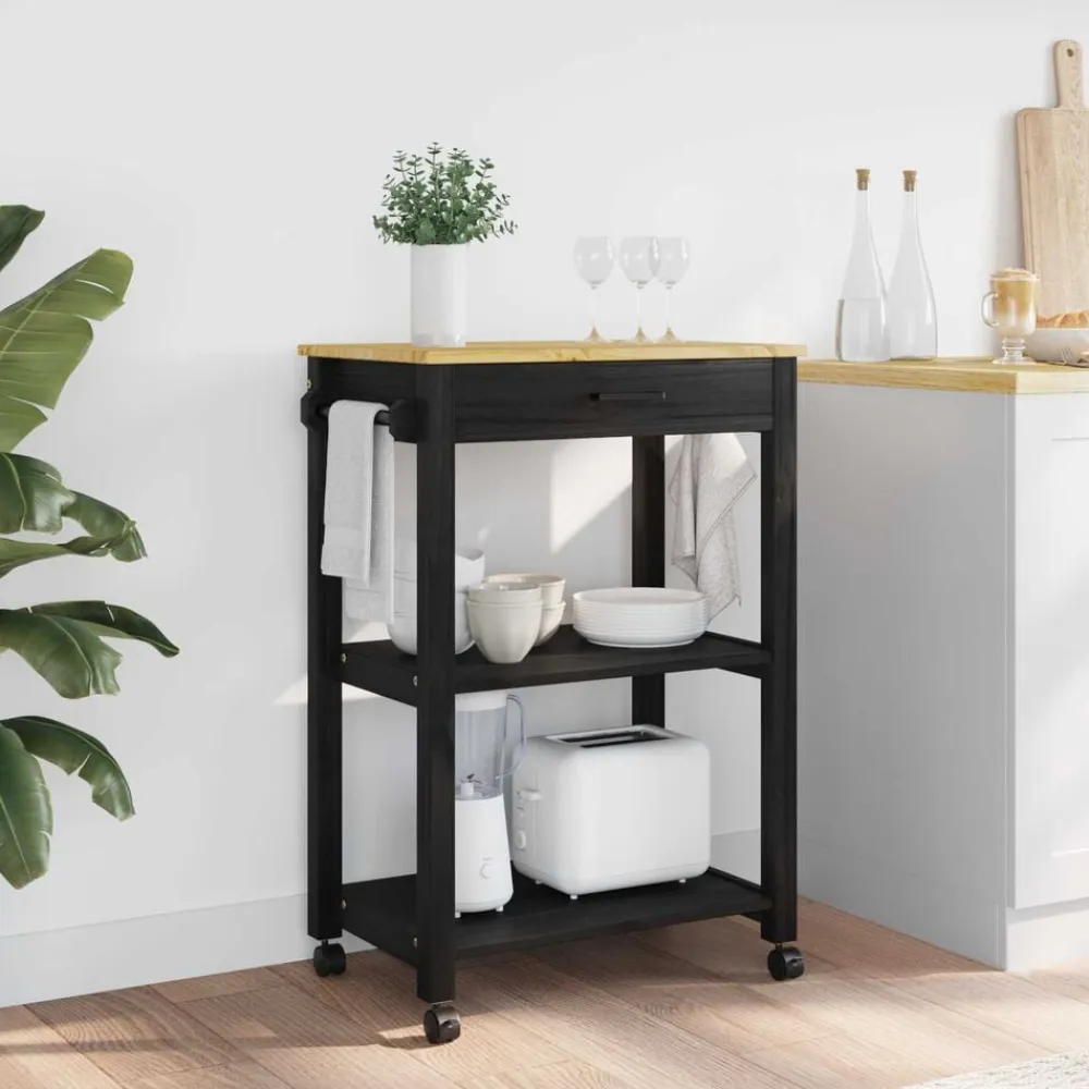 vidaXL Carro de Cocina MONZA 60 x 40 x 88,5 cm Negro Best