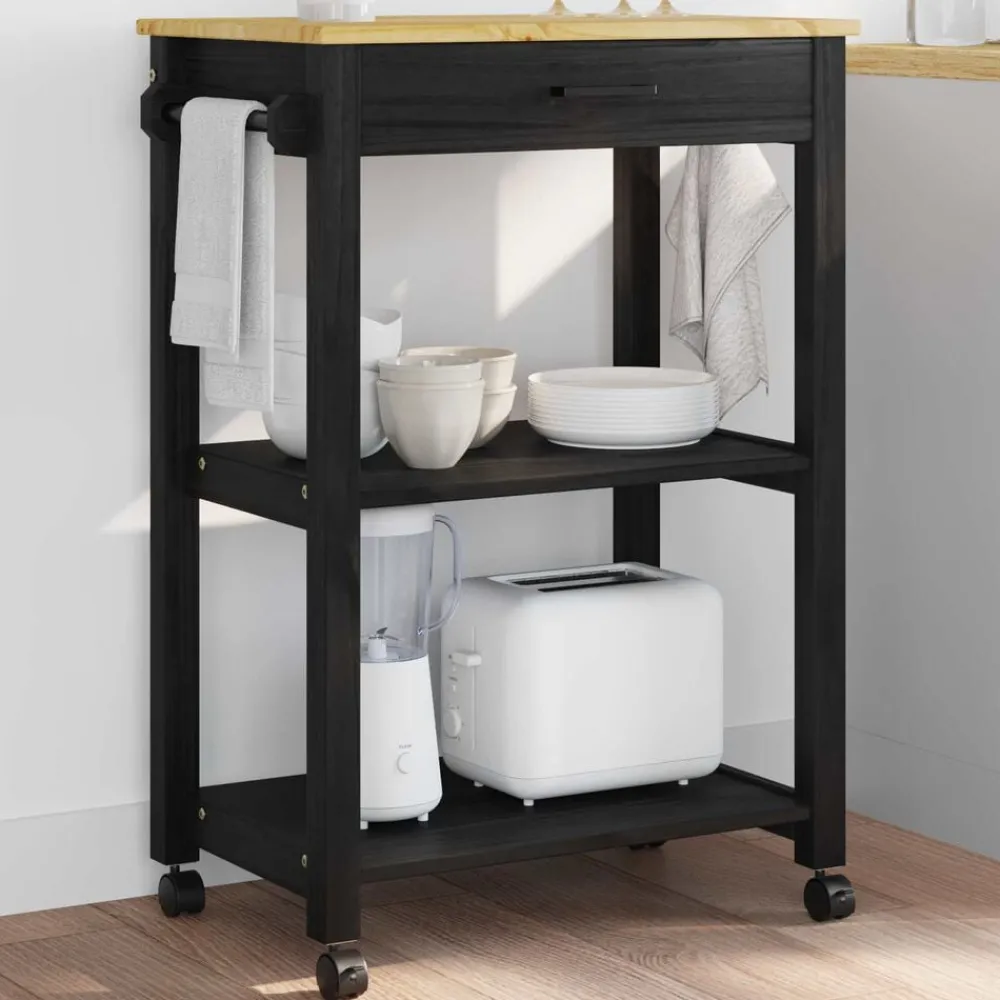 vidaXL Carro de Cocina MONZA 60 x 40 x 88,5 cm Negro Best