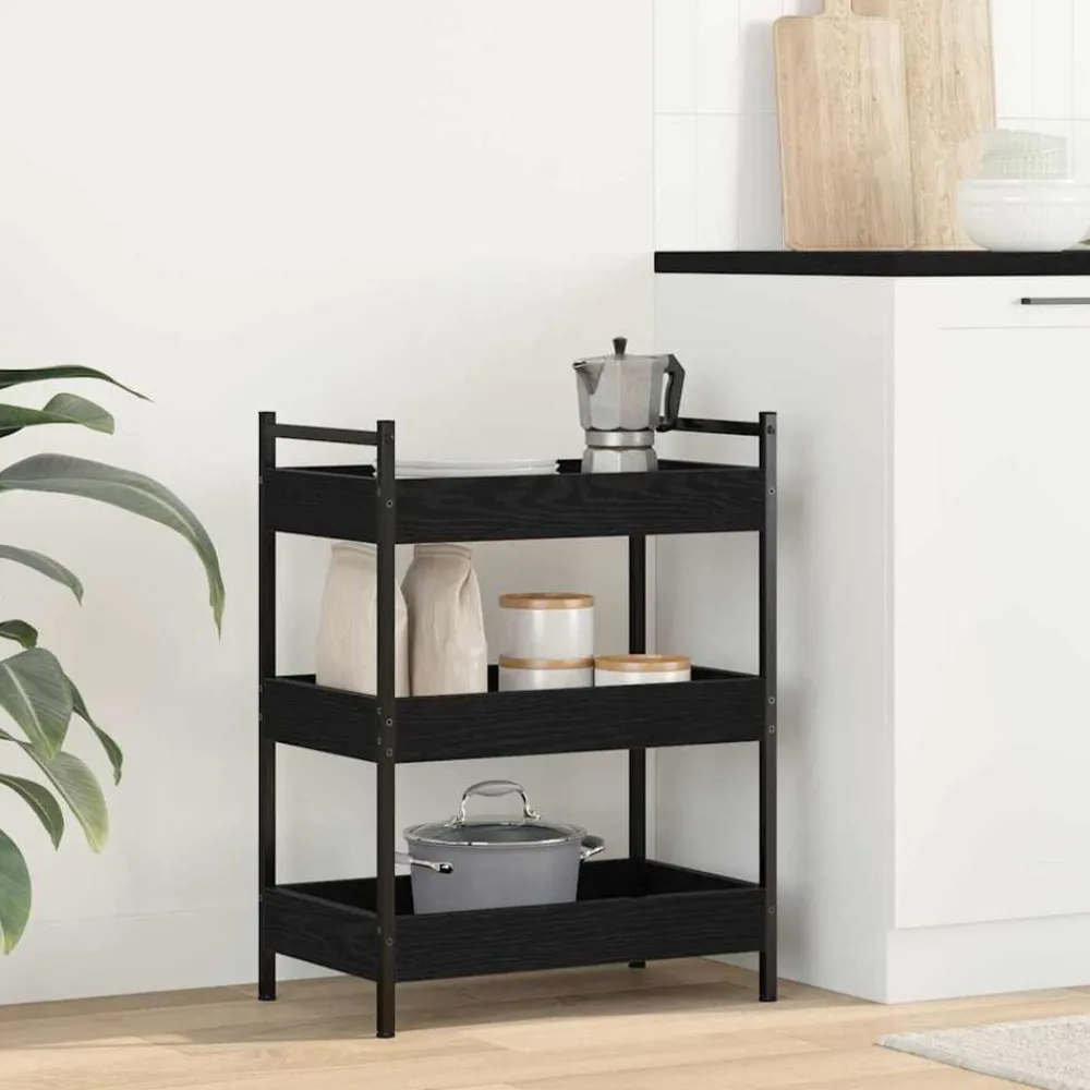 vidaXL Carro de Cocina 50 x 30 x 70 cm Roble negro Sale