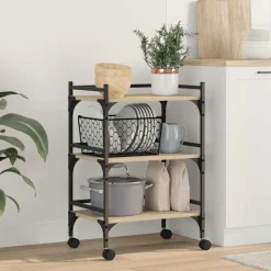 vidaXL Carros E Islas-Carro de Cocina Roble Sonoma 50 x 35 x 75,5 cm