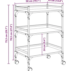 vidaXL Carros E Islas-Carro de Cocina Roble Sonoma 50 x 35 x 75,5 cm