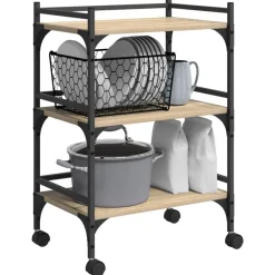 vidaXL Carros E Islas-Carro de Cocina Roble Sonoma 50 x 35 x 75,5 cm