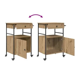 vidaXL Carros E Islas-Carro de Cocina Roble artesanal 56 x 43 x 89,5 cm