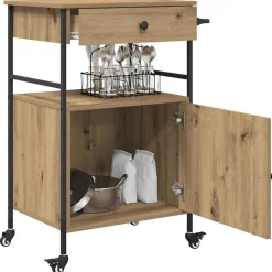 vidaXL Carros E Islas-Carro de Cocina Roble artesanal 56 x 43 x 89,5 cm