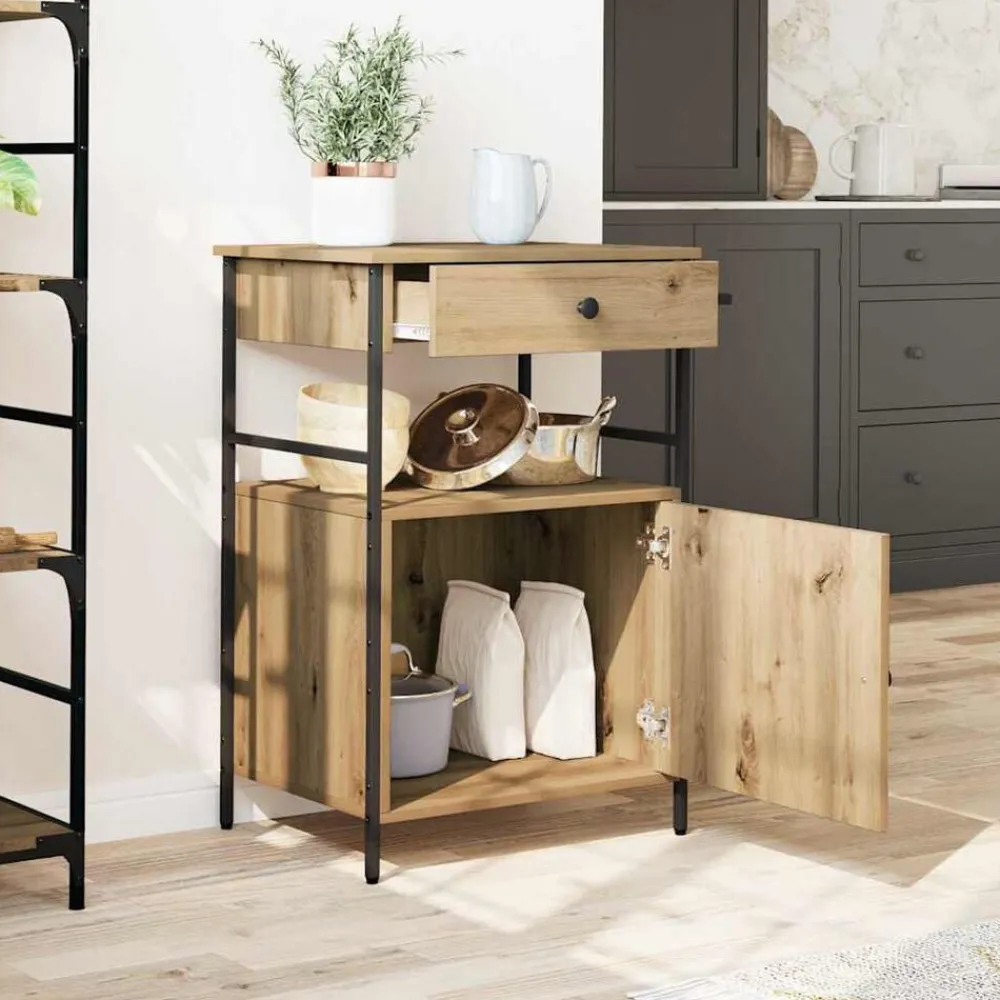 vidaXL Carros E Islas-Carro de Cocina Roble artesanal 56 x 43 x 89,5 cm