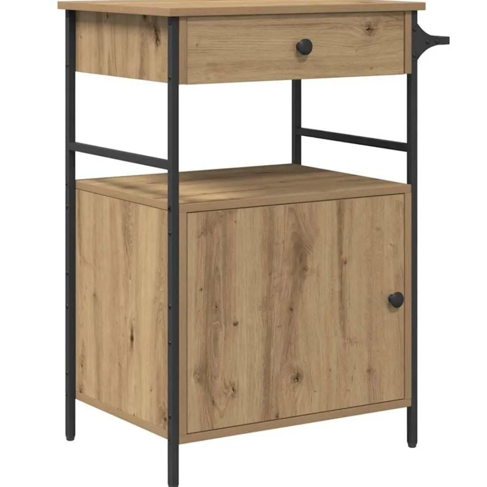 vidaXL Carros E Islas-Carro de Cocina Roble artesanal 56 x 43 x 89,5 cm