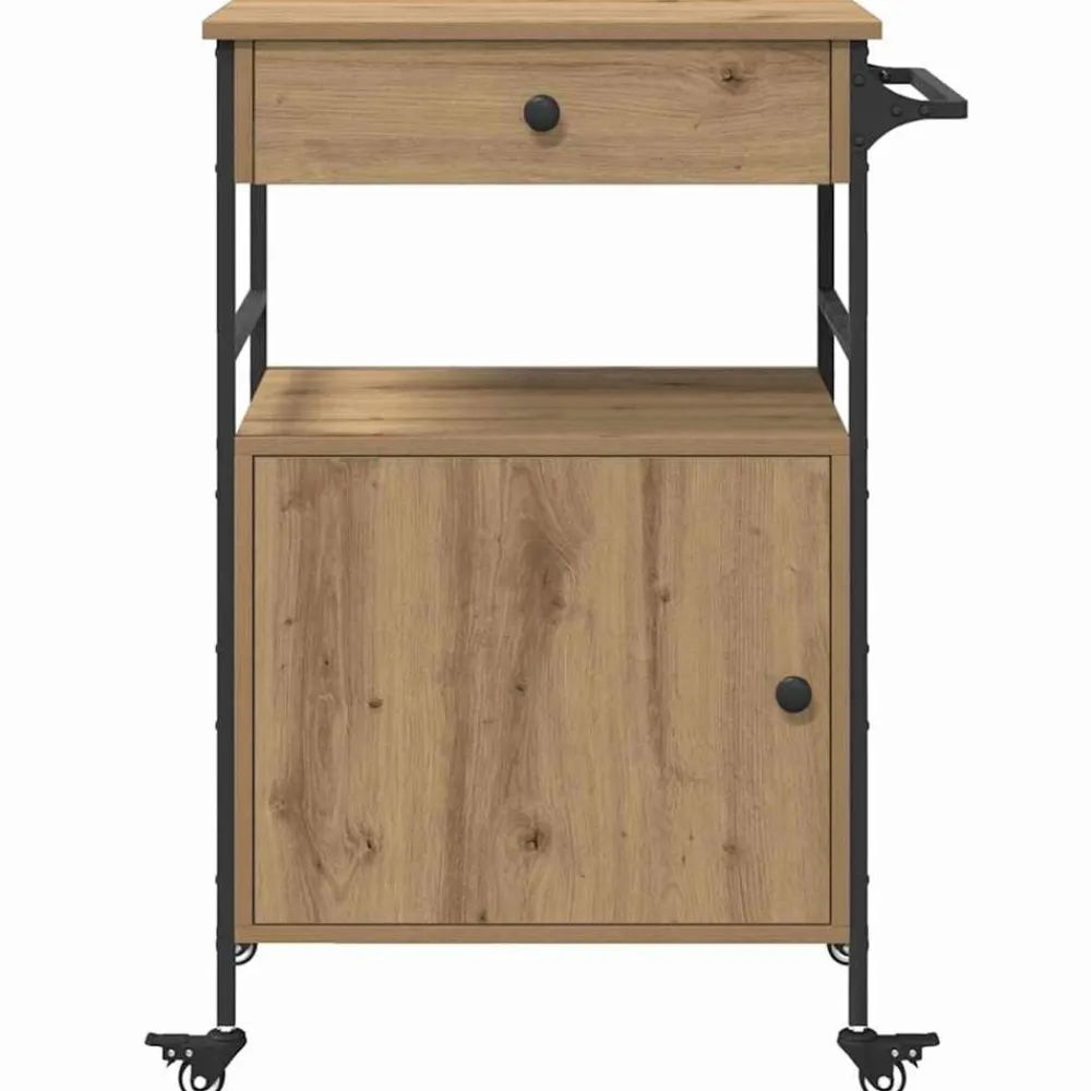vidaXL Carros E Islas-Carro de Cocina Roble artesanal 56 x 43 x 89,5 cm