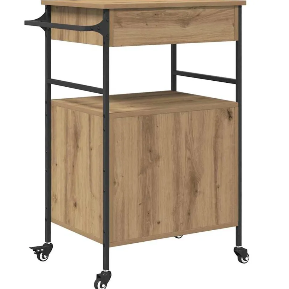 vidaXL Carros E Islas-Carro de Cocina Roble artesanal 56 x 43 x 89,5 cm