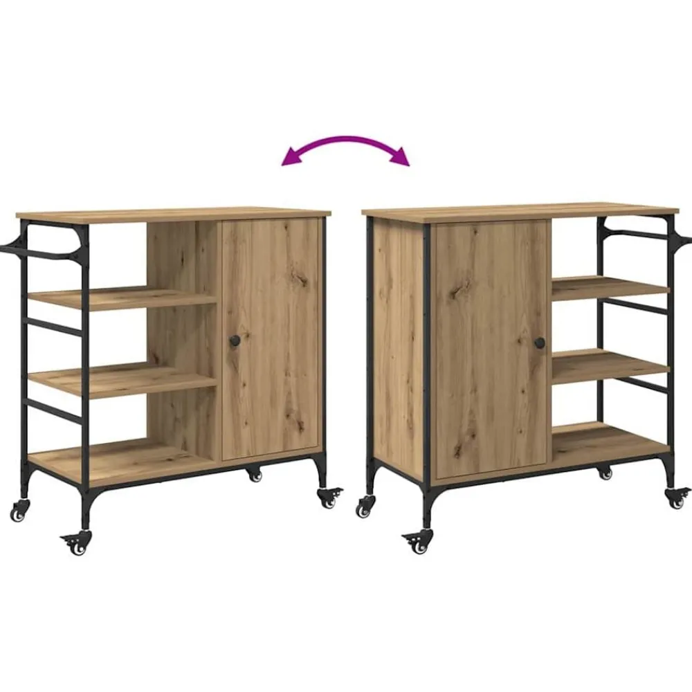 vidaXL Carro de Cocina Roble artesanal 87.5 x 39 x 84.5 cm Roble artisan Sale