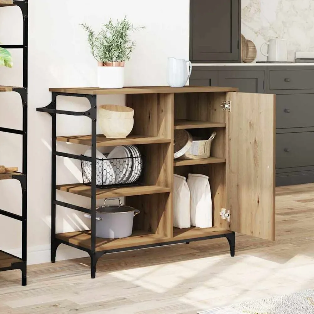vidaXL Carro de Cocina Roble artesanal 87.5 x 39 x 84.5 cm Roble artisan Sale
