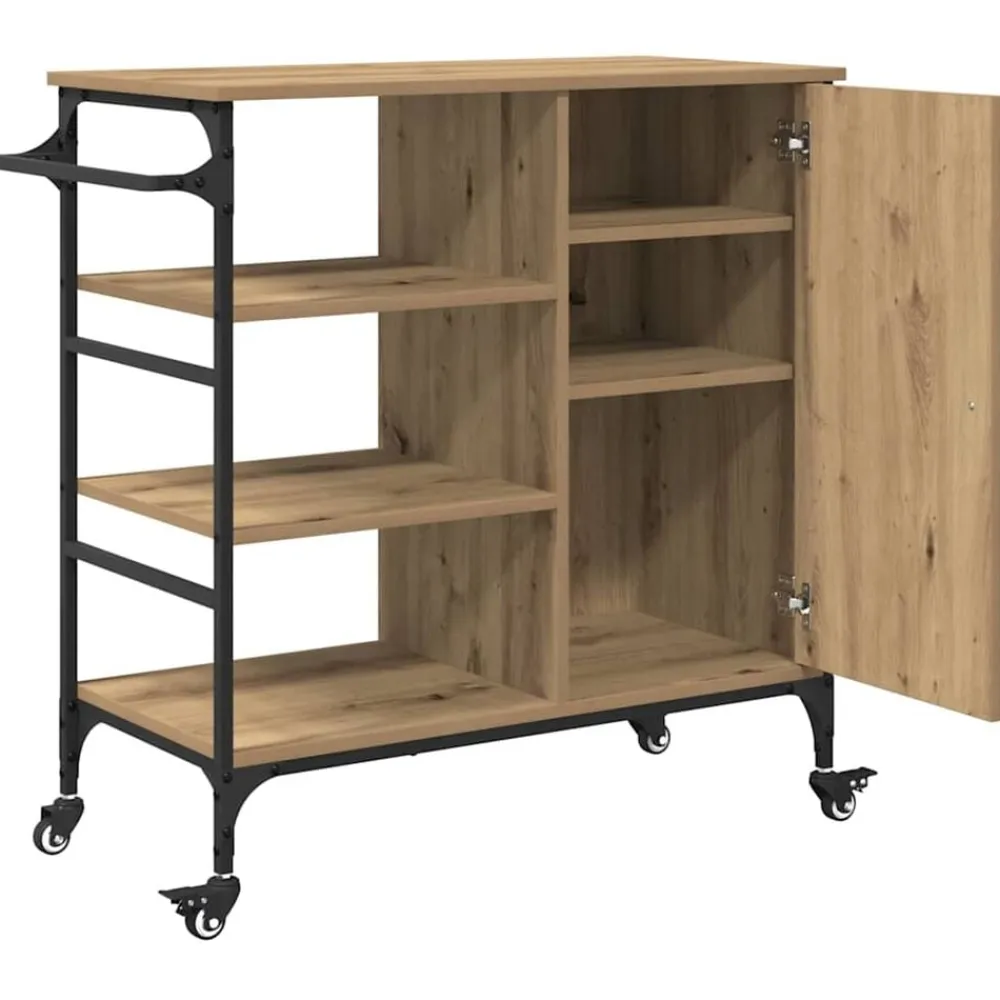 vidaXL Carro de Cocina Roble artesanal 87.5 x 39 x 84.5 cm Roble artisan Sale