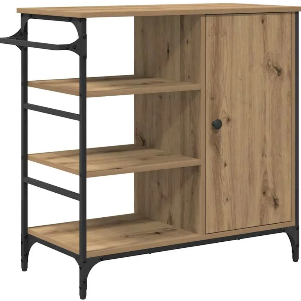 vidaXL Carro de Cocina Roble artesanal 87.5 x 39 x 84.5 cm Roble artisan Sale