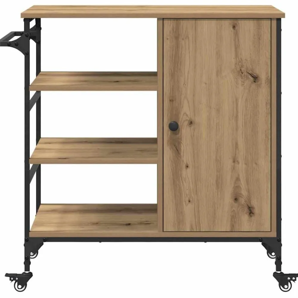 vidaXL Carro de Cocina Roble artesanal 87.5 x 39 x 84.5 cm Roble artisan Sale