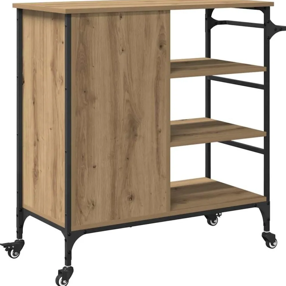 vidaXL Carro de Cocina Roble artesanal 87.5 x 39 x 84.5 cm Roble artisan Sale