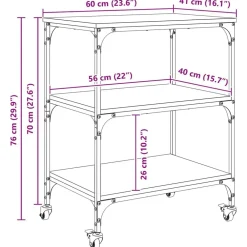 vidaXL Carros E Islas-Carro de Cocina Roble Sonoma 60 x 41 x 76 cm