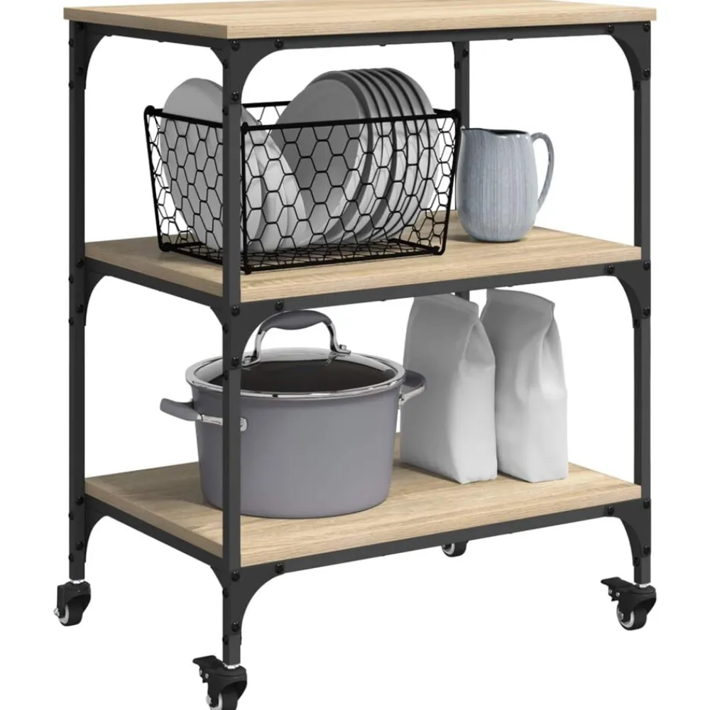 vidaXL Carros E Islas-Carro de Cocina Roble Sonoma 60 x 41 x 76 cm
