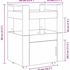 vidaXL Carro de Cocina 60 x 45 x 80 cm Roble artisan Discount