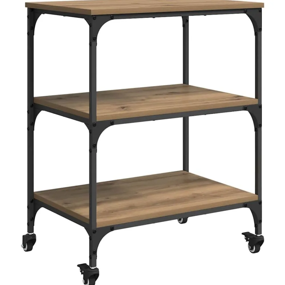 vidaXL Carro de Cocina Roble artesanal 60 x 41 x 76 cm Roble artisan Hot