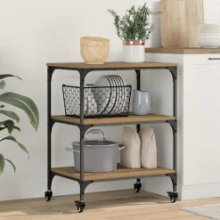 vidaXL Carro de Cocina Roble artesanal 60 x 41 x 76 cm Roble artisan Hot