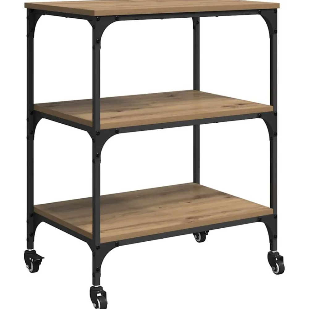 vidaXL Carro de Cocina Roble artesanal 60 x 41 x 76 cm Roble artisan Hot
