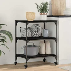vidaXL Carro de Cocina 60 x 41 x 76 cm Roble negro Best
