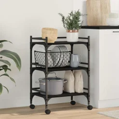 vidaXL Carro de Cocina 50 x 35 x 75.5 cm Roble negro Sale