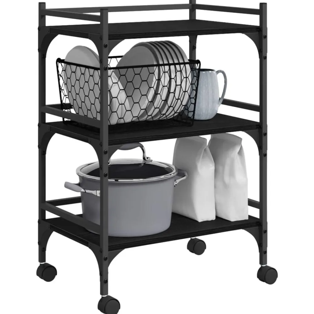 vidaXL Carro de Cocina 50 x 35 x 75.5 cm Roble negro Sale