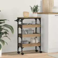 vidaXL Carro de Cocina Roble artesanal 53 x 20 x 76 cm Roble artisan Sale