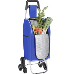 vidaXL Carro de compras 39.5 x 33 x 93 cm Tela Oxford Azul Clearance