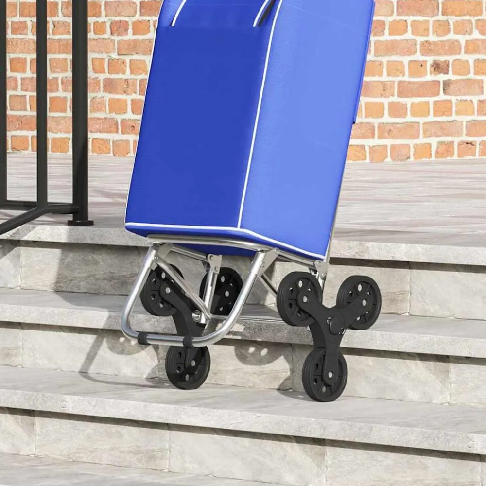 vidaXL Carro de compras 39.5 x 33 x 93 cm Tela Oxford Azul Clearance