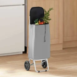vidaXL Carro de compras 35 x 28 x 92 cm Tela Oxford Gris New