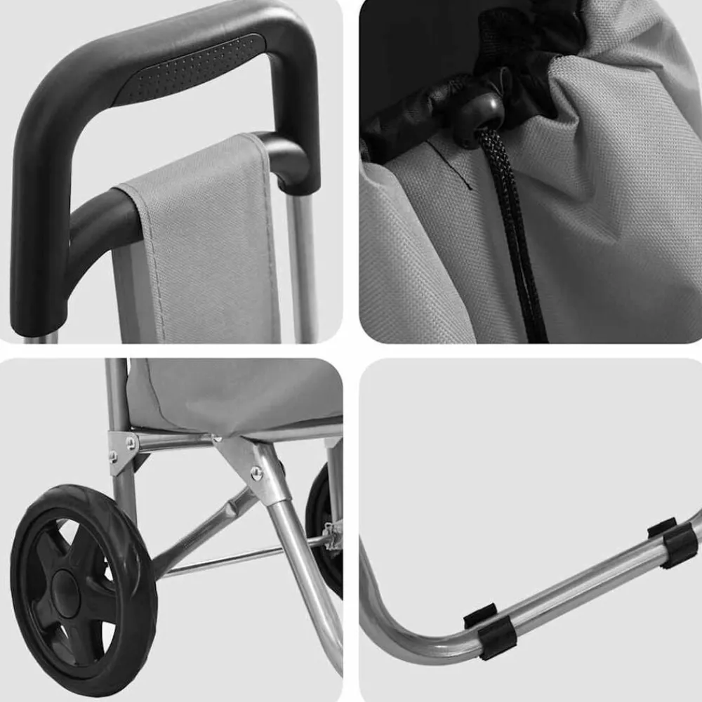 vidaXL Carro de compras 35 x 28 x 92 cm Tela Oxford Gris New