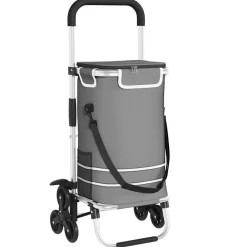 vidaXL Carro de compras 47 x 39 x 100,5 cm Tela Oxford Gris Hot