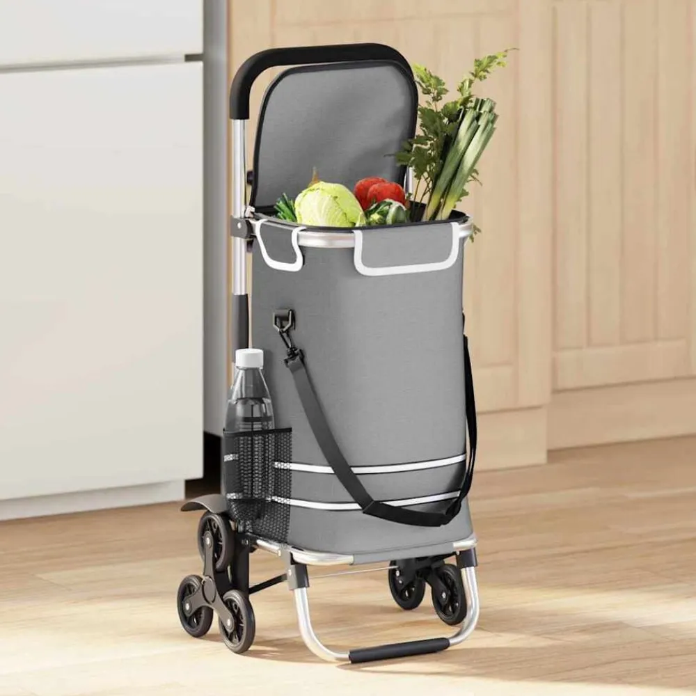 vidaXL Carro de compras 47 x 39 x 100,5 cm Tela Oxford Gris Hot