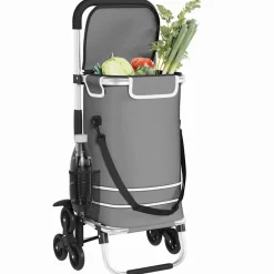 vidaXL Carro de compras 47 x 39 x 100,5 cm Tela Oxford Gris Hot