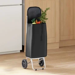 vidaXL Carro de compras 35 x 28 x 92 cm Tela Oxford Negro Online