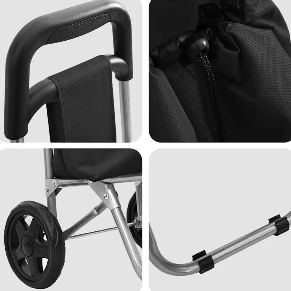 vidaXL Carro de compras 35 x 28 x 92 cm Tela Oxford Negro Online