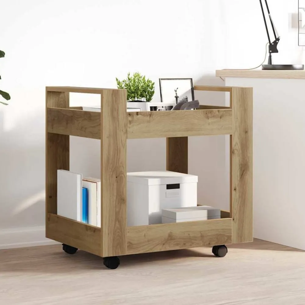 vidaXL Carro de Escritorio Roble artesanal 60 x 45 x 60 cm Roble artisan Discount