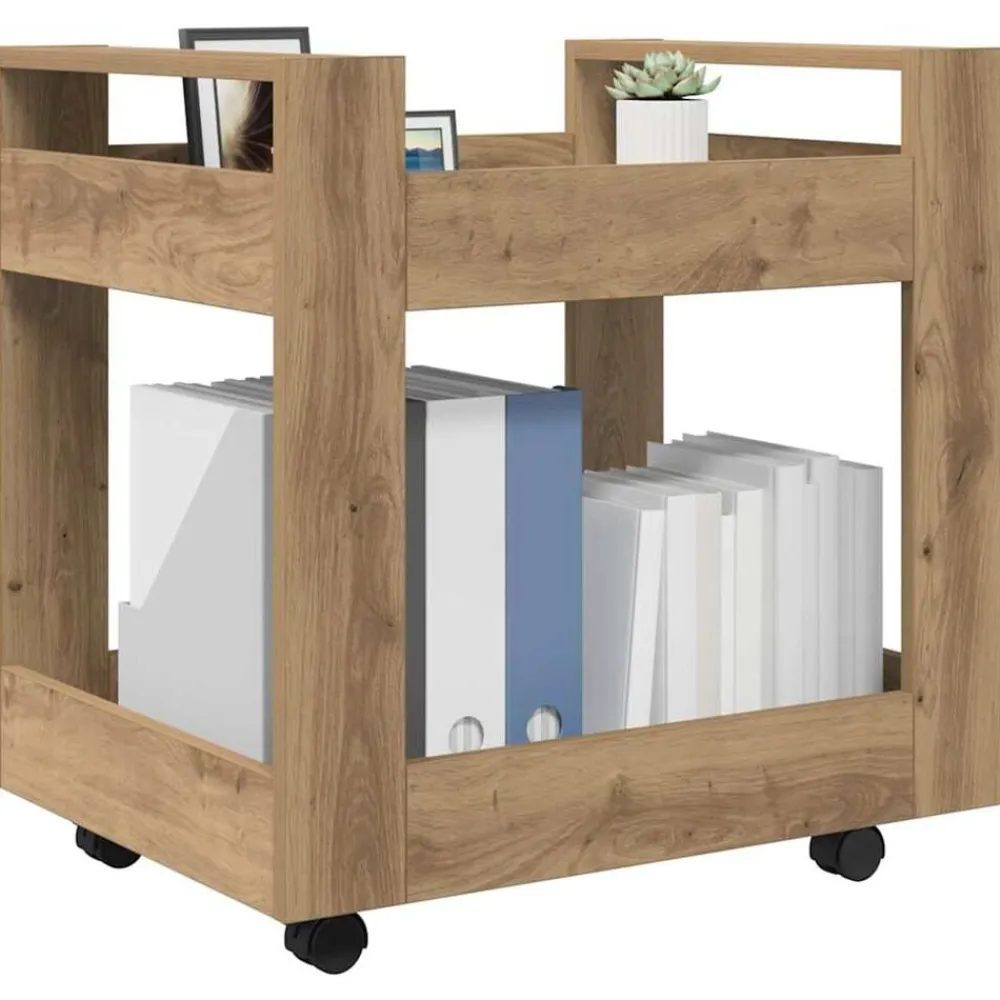 vidaXL Carro de Escritorio Roble artesanal 60 x 45 x 60 cm Roble artisan Discount