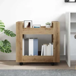 vidaXL Carro de Escritorio Roble artesanal 60 x 45 x 60 cm Roble artisan Discount