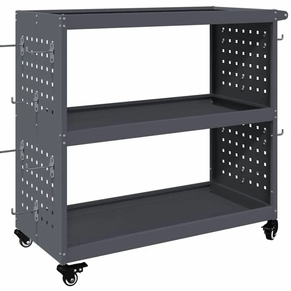 vidaXL Carro de herramientas con estante 75 x 35 x 73 cm Antracita Outlet