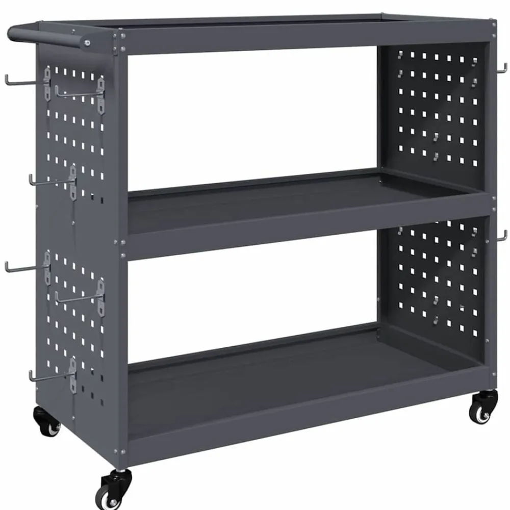vidaXL Carro de herramientas con estante 75 x 35 x 73 cm Antracita Outlet
