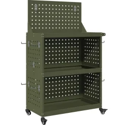 vidaXL Carro de herramientas con estante 65 x 35 x 111 cm Verde oliva Clearance