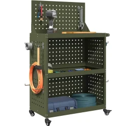 vidaXL Carro de herramientas con estante 65 x 35 x 111 cm Verde oliva Clearance