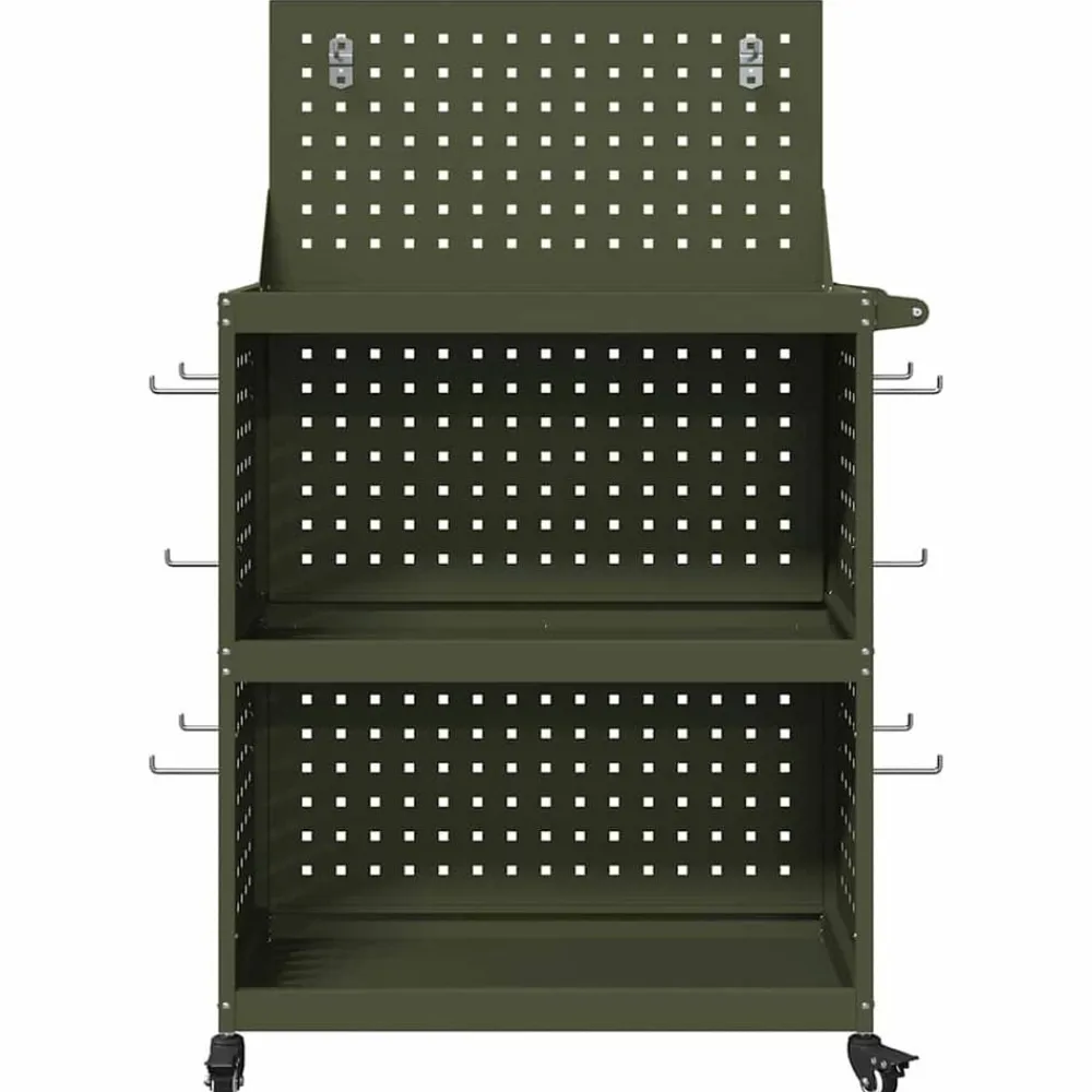 vidaXL Carro de herramientas con estante 65 x 35 x 111 cm Verde oliva Clearance