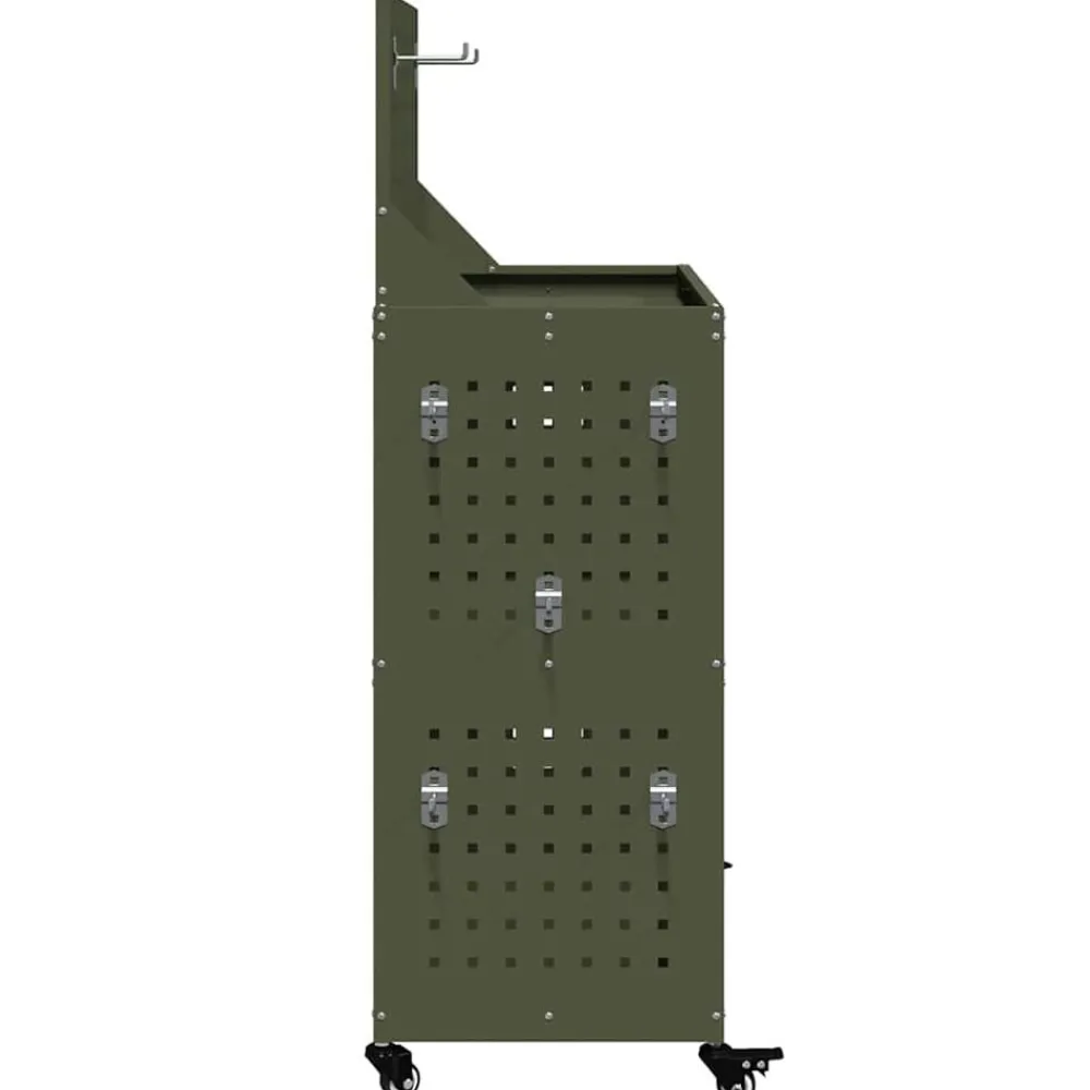 vidaXL Carro de herramientas con estante 65 x 35 x 111 cm Verde oliva Clearance