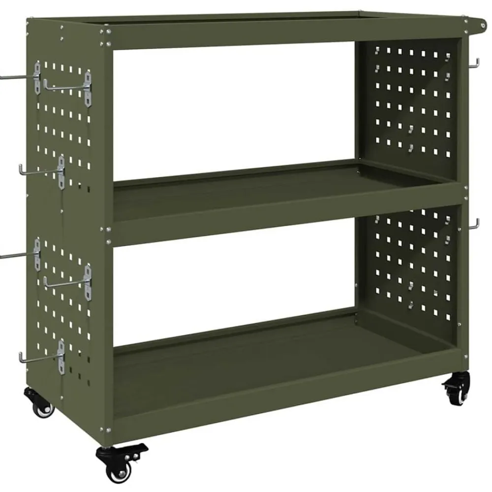 vidaXL Accesorios De Bricolaje-Carro de herramientas con estante 75 x 35 x 73 cm